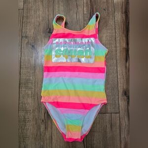 Girls Rainbow Striped Swimsuit